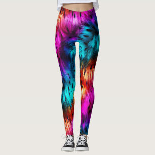 Helle Regenbogen-Kunstfelltextur Leggings