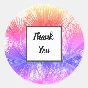 Helle Regenbogen-Palme Danke-Hochzeitsgeschenk-Auf Runder Aufkleber