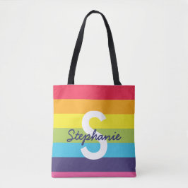 Helle Regenbogen-Streifen-Initialen-Namen-Tasche Tasche