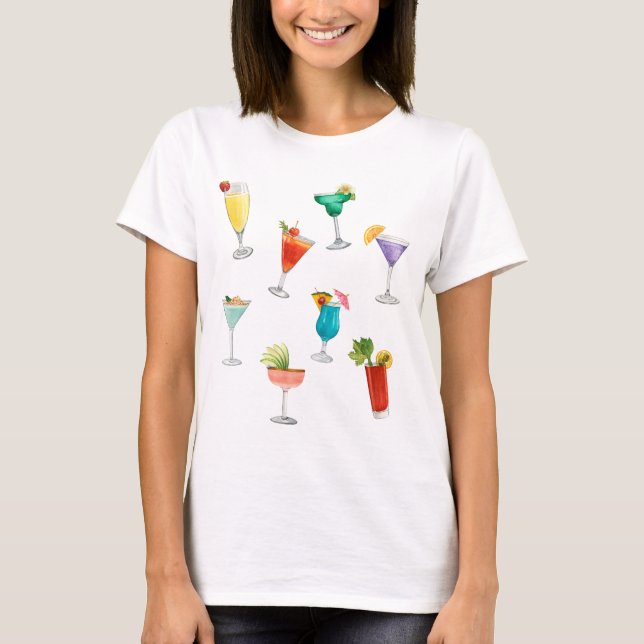 Helle Regenbogencocktail Party Spaß Drinks feiern T-Shirt (Vorderseite)