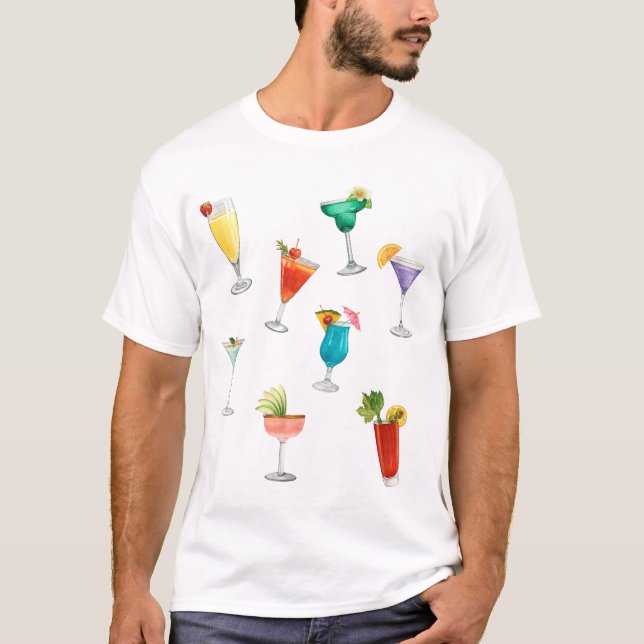 Helle Regenbogencocktail Party Spaß Drinks feiern T-Shirt (Vorderseite)