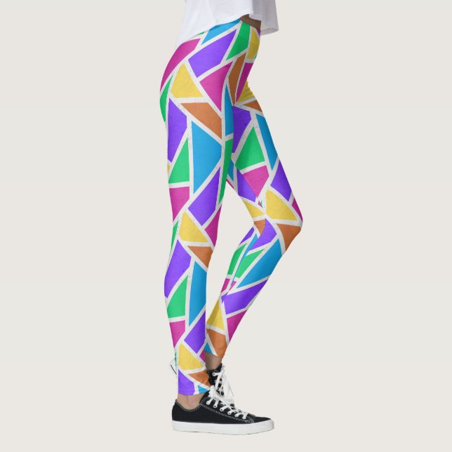 Helle Regenbogenfarben Mosaik Leggings (Rechts)