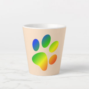 Helle Regenbogenfarben Tierpfotenabdruck Milchtasse