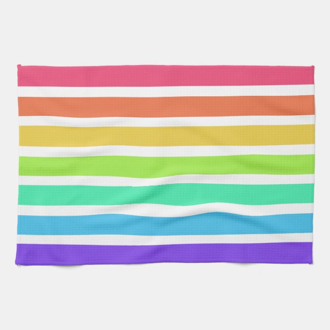 Helle Regenbogenstreifen Geschirrtuch (Horizontal)