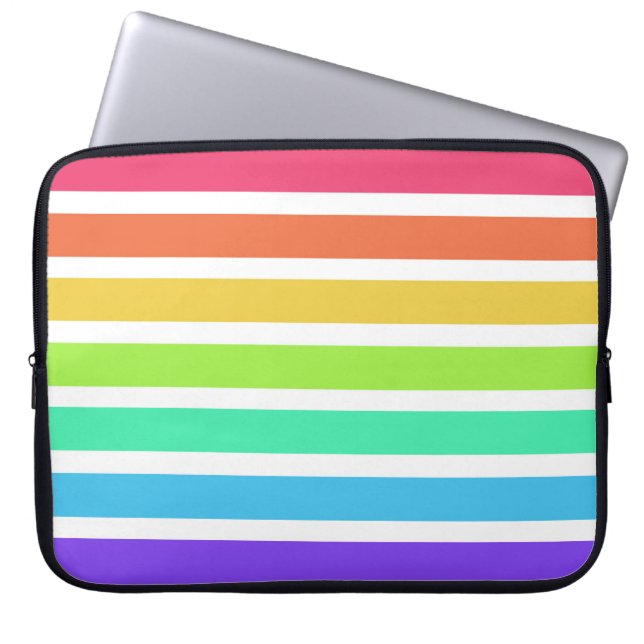 Helle Regenbogenstreifen Laptopschutzhülle (Vorderseite)