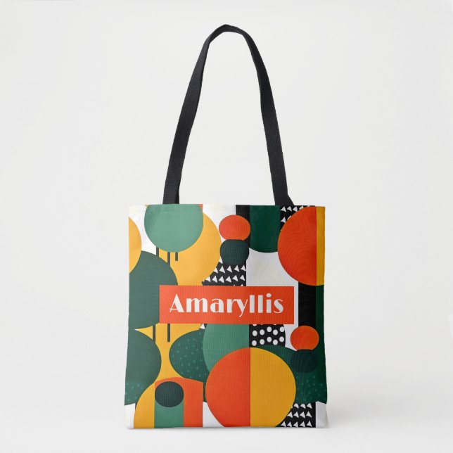 Helle Retro-Abstrakte Kreise Tasche (Vorderseite)