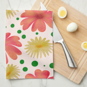 Helle Retro-Blumen-Nahtlos-Muster Geschirrtuch