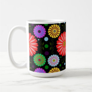 Helle Retro-Blumenmuster Farbige Volkskunst Kaffeetasse
