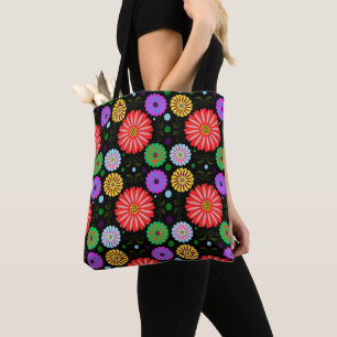 Helle Retro-Blumenmuster Farbige Volkskunst Tasche
