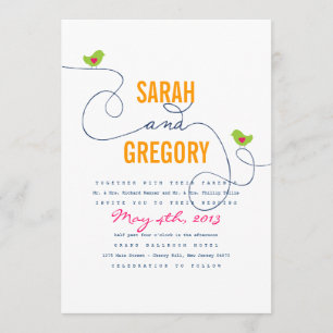 Helle Retro Love Birds Hochzeitseinladungen Einladung