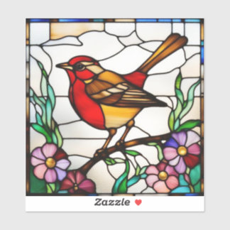 Helle Robin in Buntglas Aufkleber