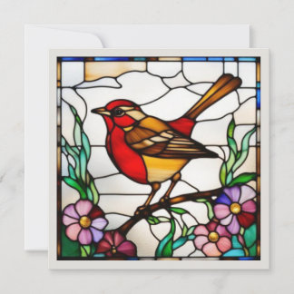 Helle Robin in Buntglas Mitteilungskarte