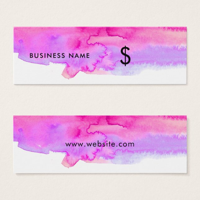 Helle rosa Art Watercolor Splash White Price Marki (Vorne & Hinten)