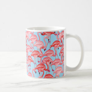 Helle rosa Flamingos auf Blau Kaffeetasse