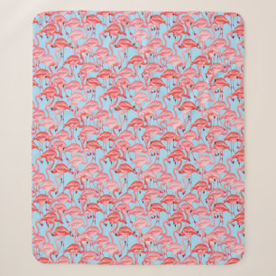 Helle rosa Flamingos auf Blau Sherpadecke