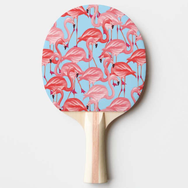 Helle rosa Flamingos auf Blau Tischtennis Schläger (Vorderseite)
