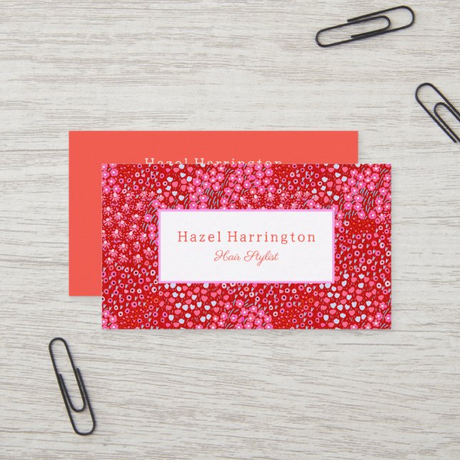 Helle Rosa Flora Business Card Stift Visitenkarte (Vorderseite/Rückseite Beispiel)