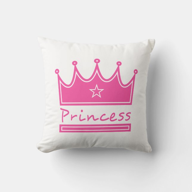 Helle rosa Prinzessin mit Krone für den Raum des Kissen (Vorderseite)
