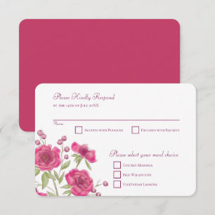 Helle Rosa Rosen-Hochzeits-RSVP-Antwort Einladung