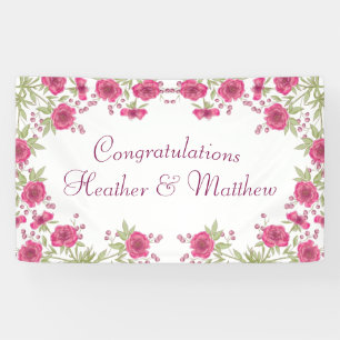 Helle Rosa Rosenhochzeit Banner