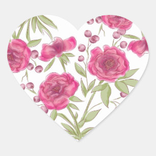Helle Rosa Rosenhochzeit Herz-Aufkleber