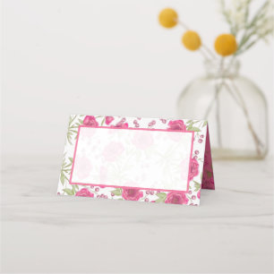 Helle rosa Rosenhochzeit Platzkarte