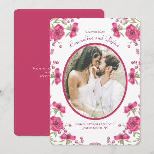 Helle Rosa Rosenhochzeit - Termin vormerken Einladung