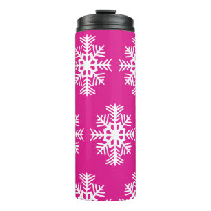 Helle rosa Schneeflocken Thermo-Kaffeebecher Thermosbecher