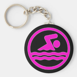 Helle rosa Swim Deco Schwimmer oder Coach Schlüsse Schlüsselanhänger