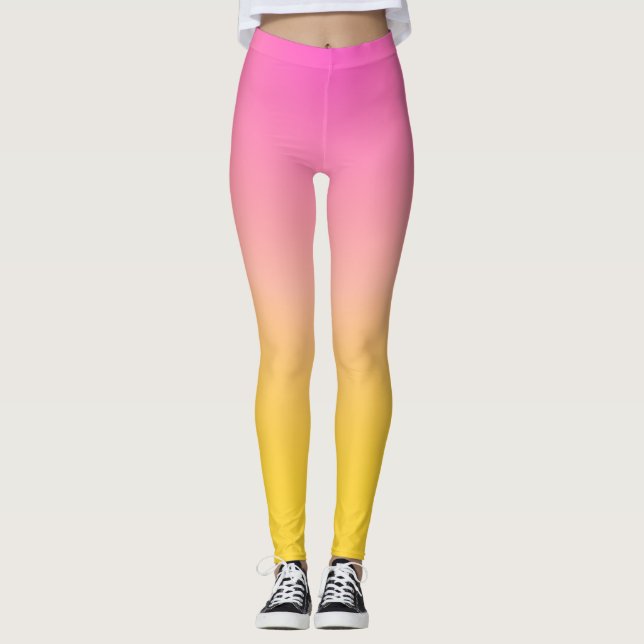 Helle rosa und gelbe Ombre Steigungs-Leggings Leggings (Vorderseite)