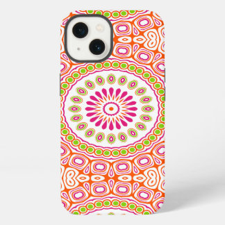 Helle rosa und orange Frühlings-Mandala-Blume iPhone Hülle