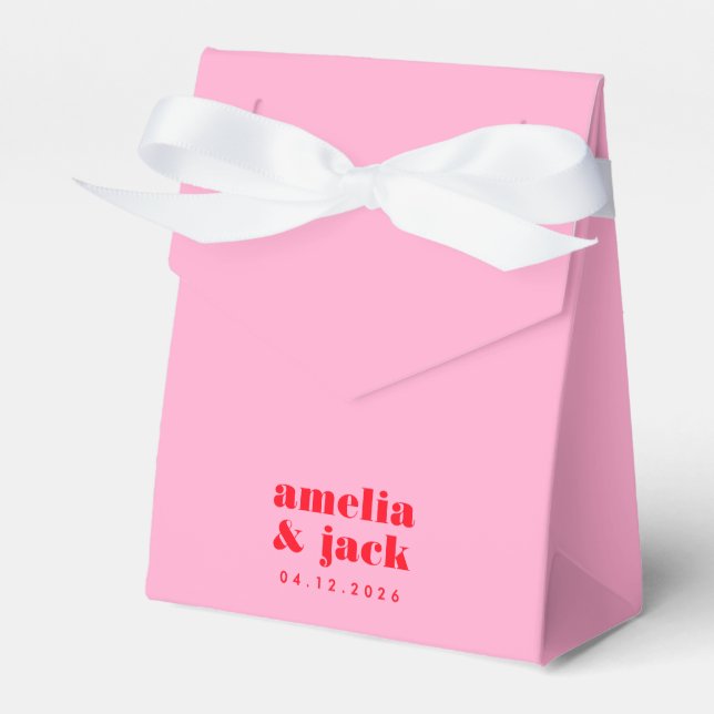 Helle, rosa und rote, einfache, schicke Typografie Geschenkschachtel (Vorderseite)