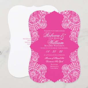 Helle rosa weiße Spitze Elegante Hochzeit im Vinta Einladung