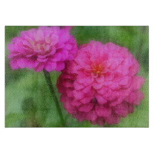 Helle rosa Zinnienblüten Schneidebrett