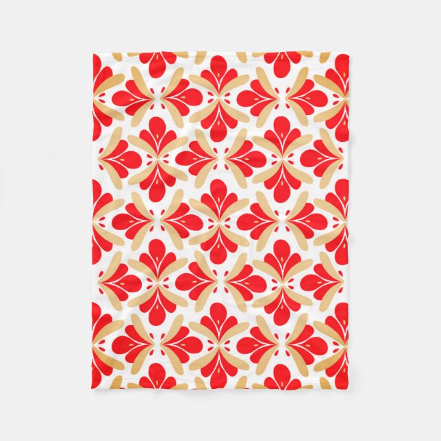 Helle Rot Nahtlose Blume Fleecedecke (Vorderseite)