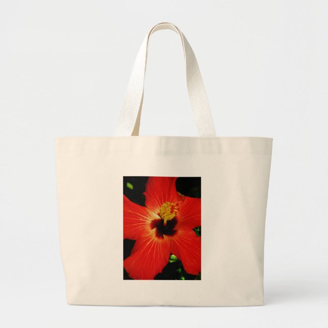 Helle Rot-Orange-Hibiskus-Blume Jumbo Stoffbeutel (Vorne)