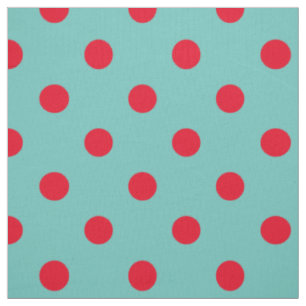 Helle Rot-Polka-Punkte auf Aquamarinem Licht Stoff