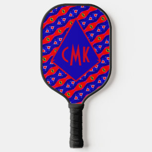 Helle Rot und Blue Digital Art Diamant Trellis Pickleball Schläger