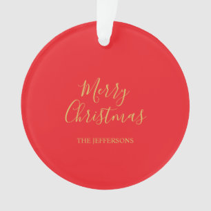 Helle Rot- und Goldfarben Frohe Weihnachten Zweise Ornament