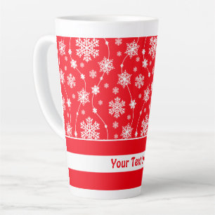Helle Rot- und Winterweiße Schneeflocken und Strei Milchtasse
