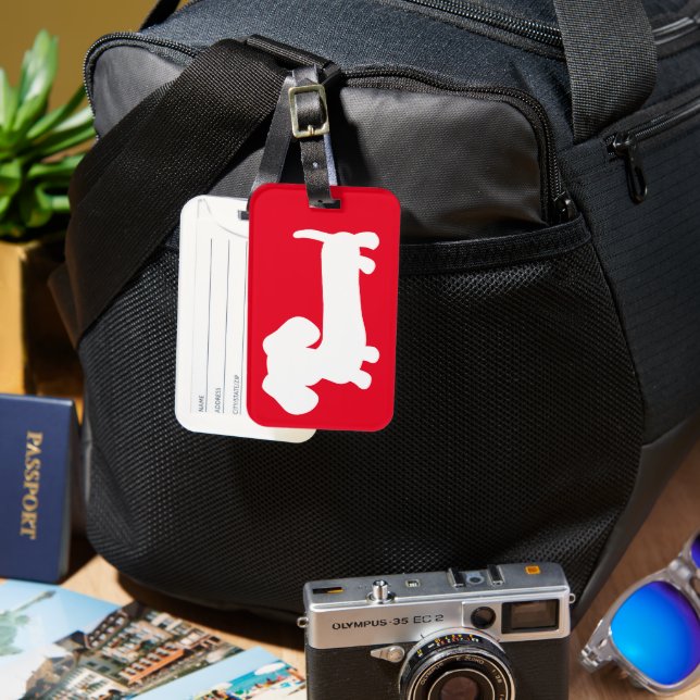 Helle rote Dackel - Gepäckmarke Gepäckanhänger (Vorderseite & Rückseite)