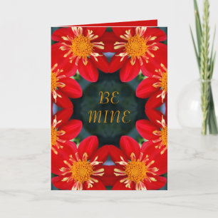 Helle rote Dahlien Valentinstagskarte Feiertagskarte