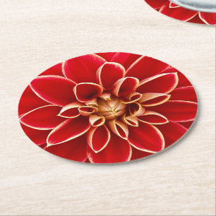 Helle rote Dahlienblume Runder Pappuntersetzer