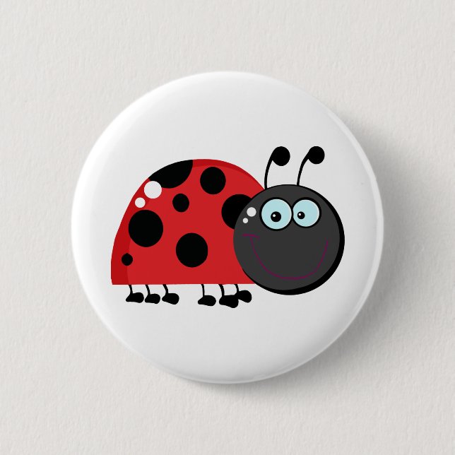 Helle rote Dame Bug Button (Vorderseite)