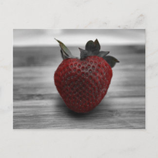 Helle Rote Erdbeere auf Schwarz und Weiß Postkarte