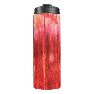 Helle, rote Holzwandstruktur. Holzstruktur Thermosbecher