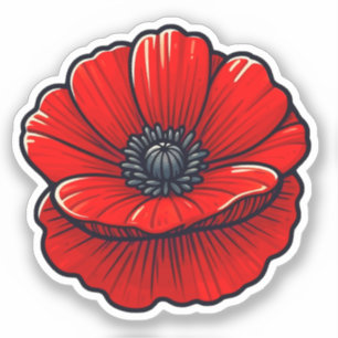 Helle Rote Mohnblume Blume Aufkleber