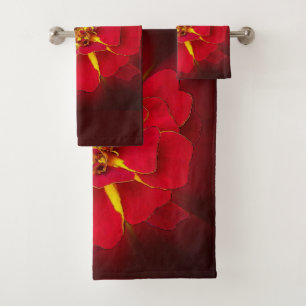 helle rote Ringelblume Badhandtuch Set