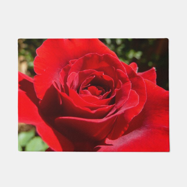 Helle Rote Rose Blume Schöne Blumenpracht Fußmatte (Vorderseite)