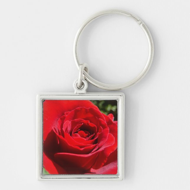 Helle Rote Rose Blume Schöne Blumenpracht Schlüsselanhänger (Vorne)
